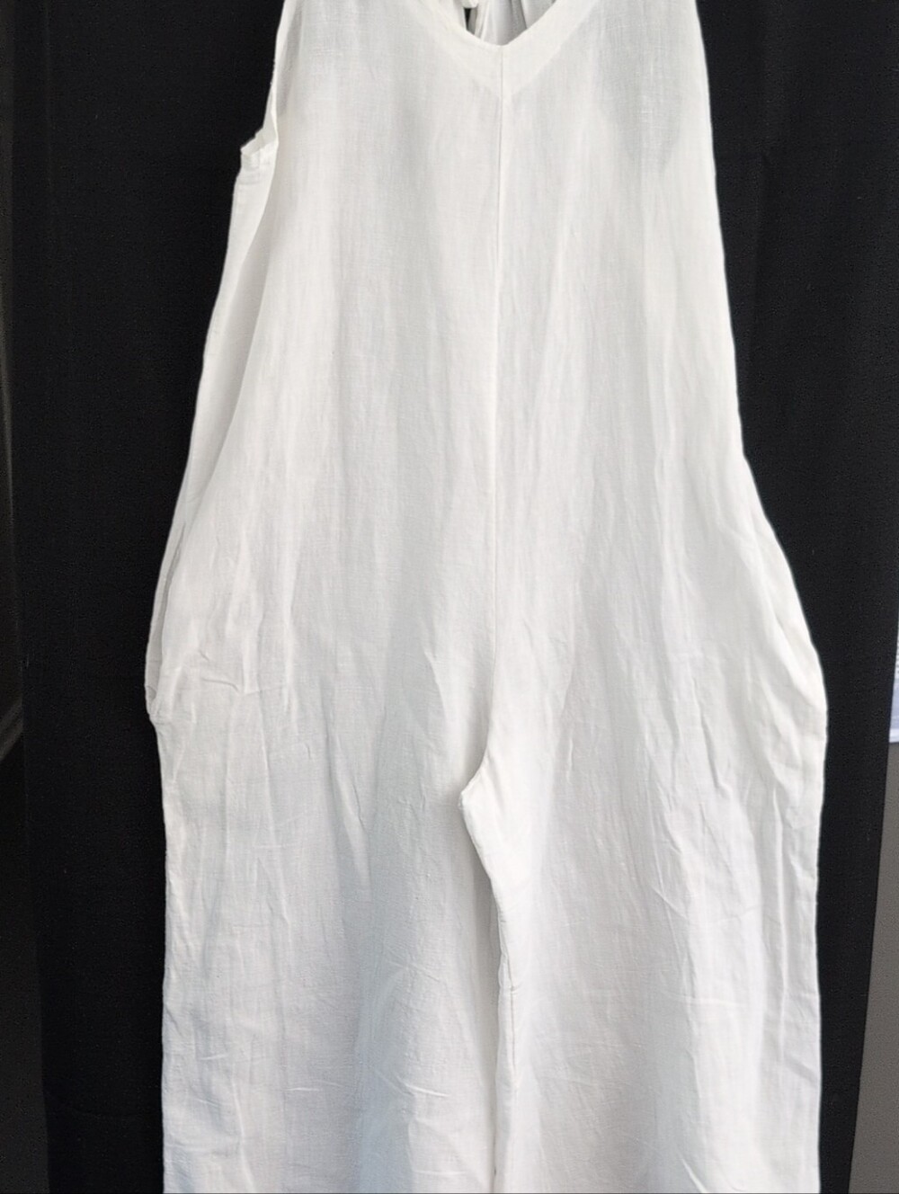 Relaxed White Linen-Blend Sleeveless Jumpsuit